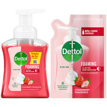 Dettol Foaming Handwash Pump+refill Combo, Strawberry Rich Foam Moisturizing Hand Wash Soft On Hands