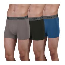 FREECULTR Men's Anti-Microbial Air-Soft Micromodal Underwear Trunk, Pack of 3 - Multi-Color