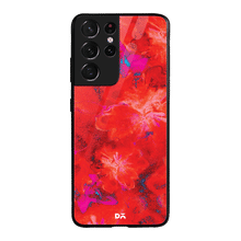 DailyObjects Large Red Marble Flowers Glass Case Cover For Samsung Galaxy S21 Ultra