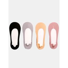 NEXT2SKIN Women No-Show Textured Solid Multi-Color Cotton Socks (Pack of 4)