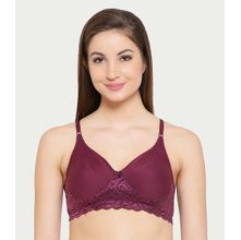 Clovia Cotton Rich Solid Non-Padded Full Cup Wire Free Spacer Bra - Dark Purple