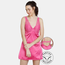 Zivame Satin Baby Doll With Bikini Set - Ibis Rose