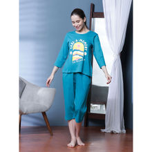 Slumber Jill Graphic Print T-Shirt & Capri in Blue (Set of 2)