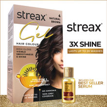 Streax Gel Hair Colour With 100% Grey Coverage & No Ammonia - 4 Natural Brown