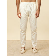 Manyavar Cream Cotton Plain Pyjama