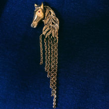 Mahi Antique Gold Plated Horse Shaped Tassel Chain Sherwani Brooch Pin for Men