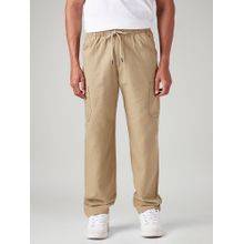 Levi's Men'S Khaki Relaxed Tapered Fit Mid Rise Linen Cargos