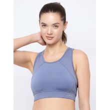 Clovia Medium Impact Padded Racerback Sports Bra With Removable Cups In Light Blue