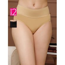 Clovia High Waist Tummy Tucker Hipster Panties - Cotton (Pack of 2)