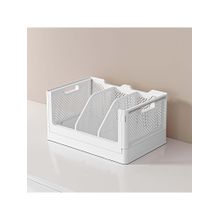 House of Quirk White Foldable Plastic Desktop Storage Box Multifunctional Organizer