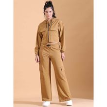 Aesthetic Bodies Brown Solid Sweatshirt and Trouser (Set of 2)