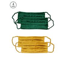 Bellofox Emerald And Citrine Sheen 3-layer 3-ply Satin Cotton Face Mask (pack Of 4)