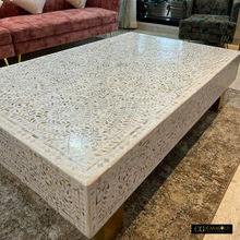 CasaGold Mother Of Pearl Rectangular White Coffee Table - Cleo