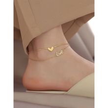 Yellow Chimes Gold-Plated Heart Love Charm Anklet