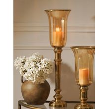 Pure Home + Living Golder Hammered Tall Glass Hurricane - Large