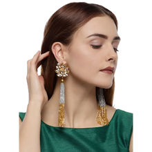 Zaveri Pearls Gold Tone Sparkling Crystals & Stones Contemporary Tassel Earring - ZPFK7531