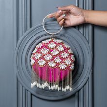 THE TAN CLAN Irsa Hand Embroidered Clutch with Tassles