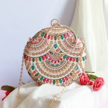 THE TAN CLAN Jashn Multicolor Embroidered Fabric Clutch
