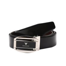 Bulchee Italian Leather Belt with Black & Brown Reversable Flat Buckle (L)