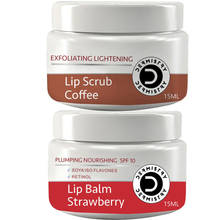 DERMISTRY Lip Care Scrub & Strawberry Glossy Balm With Spf For Pigmentation Dark Dry Chapped Lips