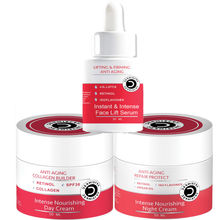 DERMISTRY Anti Aging Collagen Retinol Serum & Day Night Cream Skin Wrinkles Repair Facial Kit Women