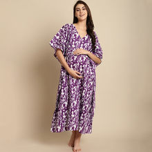 Secret Wish Purple Floral Cotton Maternity Kaftan (Set of 2)