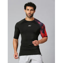 AESTHETIC NATION Critical Compression Printed T-Shirt Black & Red