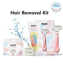 Plush Shaving Kit - Body Razor, 2 Cartridge Refills & Natural Shaving Gel