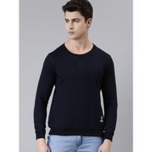 TOM BURG Men Navy Blue Solid Cotton Blend Sweatshirt