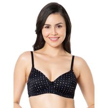Amante Printed Padded Non-wired Full Coverage T-shirt Bra - Black