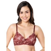 Amante Printed Padded Non-wired Full Coverage T-shirt Bra - Brown