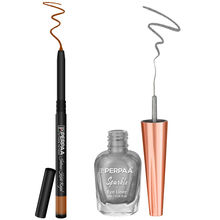 PERPAA Brown Kohl Kajal + Long Stay Silver Liquid Eyeliner