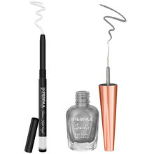 PERPAA Silver Liquid Eyeliner + White Kohl Kajal Combo