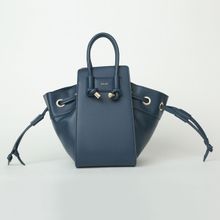 IYKYK by Nykaa Fashion Solid Navy Blue Drawstring-closure Bucket Bag