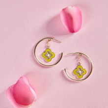 Pipa Bella by Nykaa Fashion Green and Gold Clover Leaf Hoop Earrings
