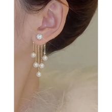 Jewels Galaxy Gold Plated Korean Ad And Pearl Drop Earrings