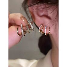 Jewels Galaxy Gold Plated Trendy Korean Ear Cuff With Claw Themed Stud Earrings