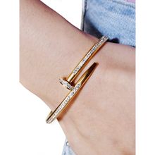 Jewels Galaxy Gold Plated Stainless Steel Anti Tarnish Ad Studded Nail Bracelet