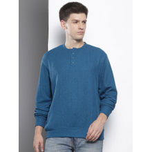 The Indian Garage Co Men Blue Relaxed Fit Henley Neck Sweatshirt
