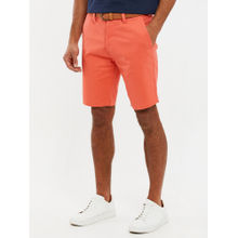 Threadbare Men Coral Belted Stretch Slim Fit Chino Shorts