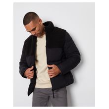 Threadbare Black Borg Panel High Neck Puffer Jacket