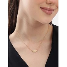 Carlton London Women 18Kt Gold Plated Cz Stone Double Floral Necklace