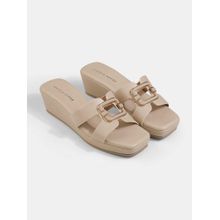 Lemon & Pepper Beige Wedge Heels