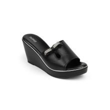 PEPPER Black Fancy Casual Wedges Heels