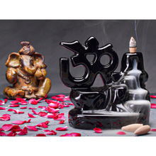 BODHI HOUSE Om Ceramic Smoke Fountain With 20 Backflow Incense Cones