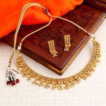 Sukkhi Glorious Pearl Gold Plated Wedding Jewellery Choker Necklace Set For Women (NYKSUKHI00080)
