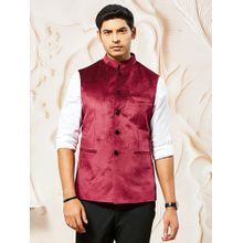 Vastramay Men's Velvet Solid Nehru Jacket