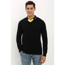 Allen Solly Men Black Solid V Neck Full Sleeves Sweater