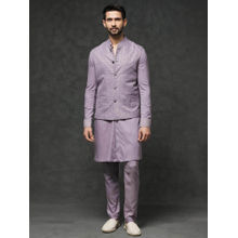 Rare Rabbit Men's Lavender Embroidered Kurta with Pyjama and Jacket