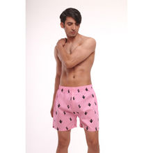 LAZY BUMS Men's Cotton Printed Boxer Shorts-pink Pink